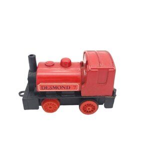 Vintage Saddle Tank Locomotive Red Black Train Engine Pull Back Toy Metal 2.5" L